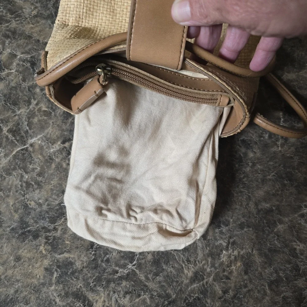 Fossil Straw Crossbody, Beaded, Leather